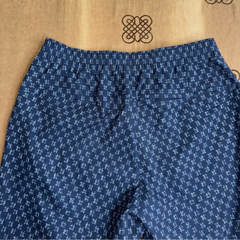 Lululemon Men'S Bowline Short Ikat Check White Tue Navy Size L - Picture 12 of 16